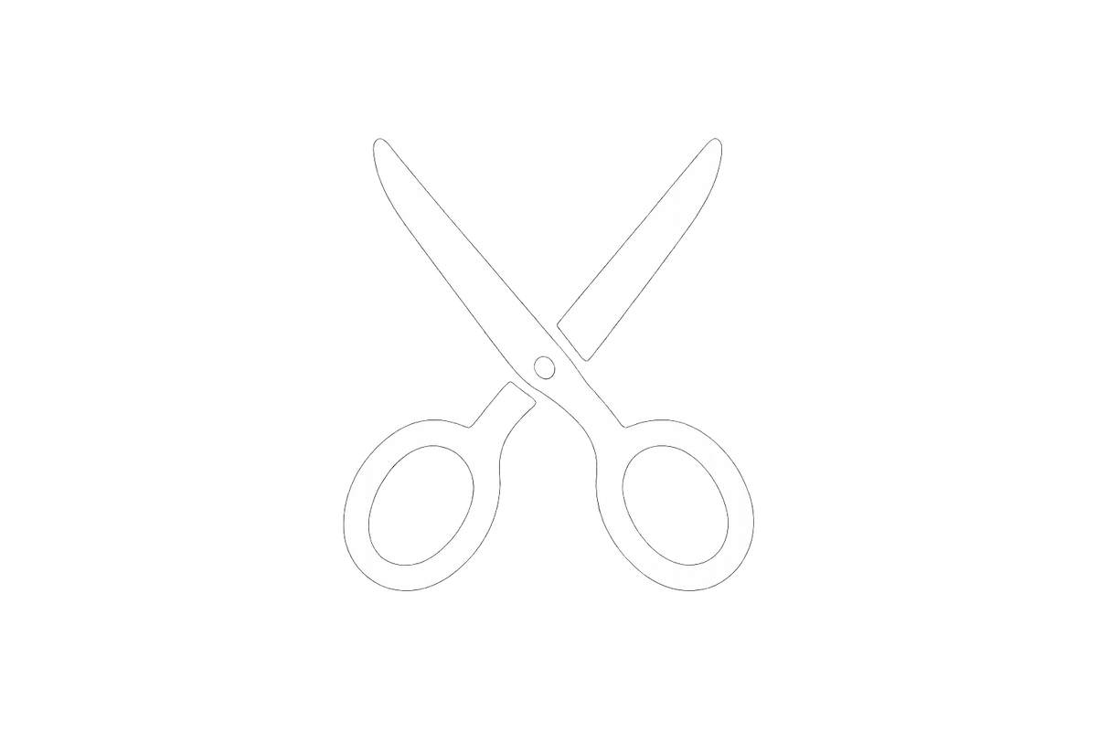 white icon of scissors