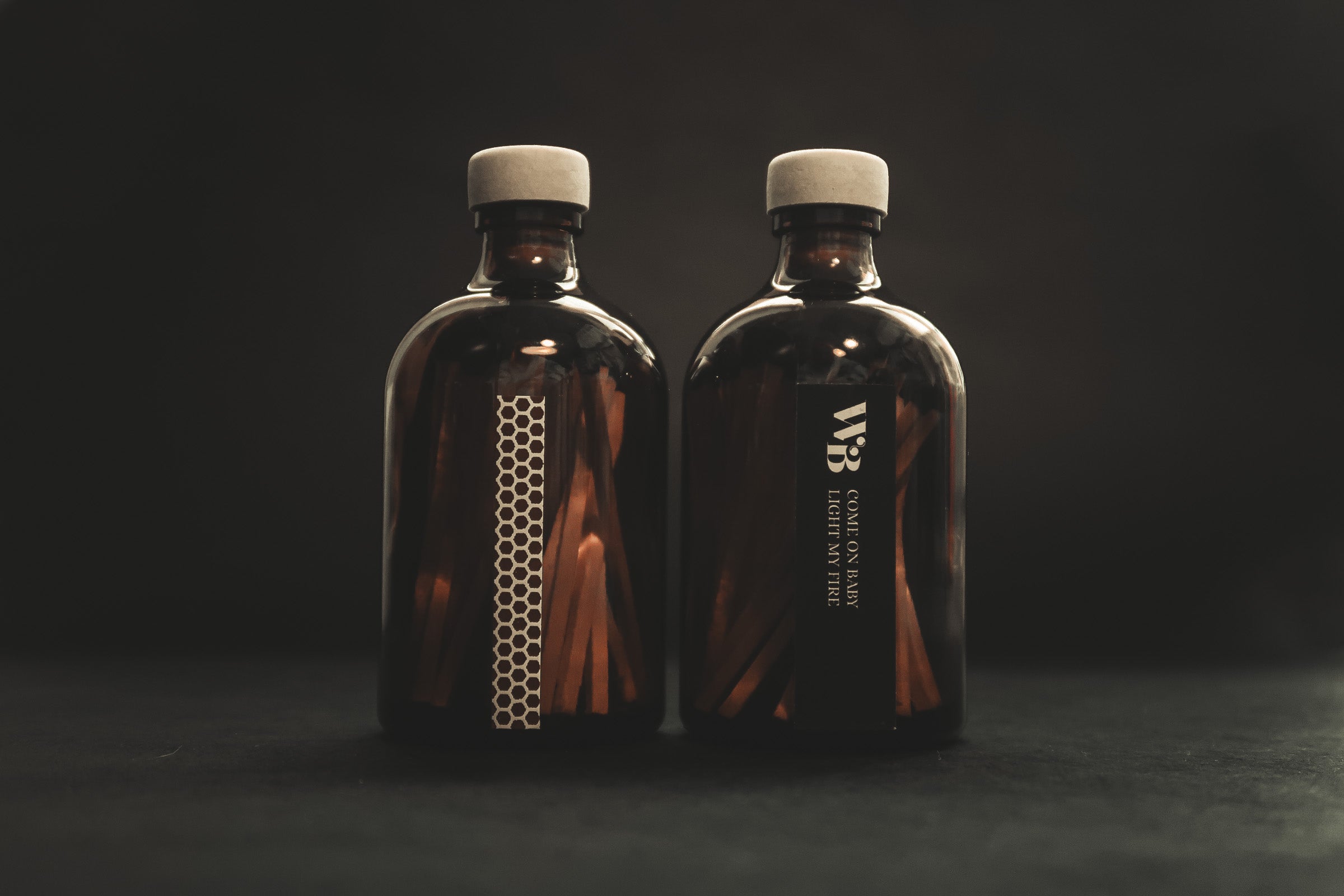 Amber Match Striker Bottle